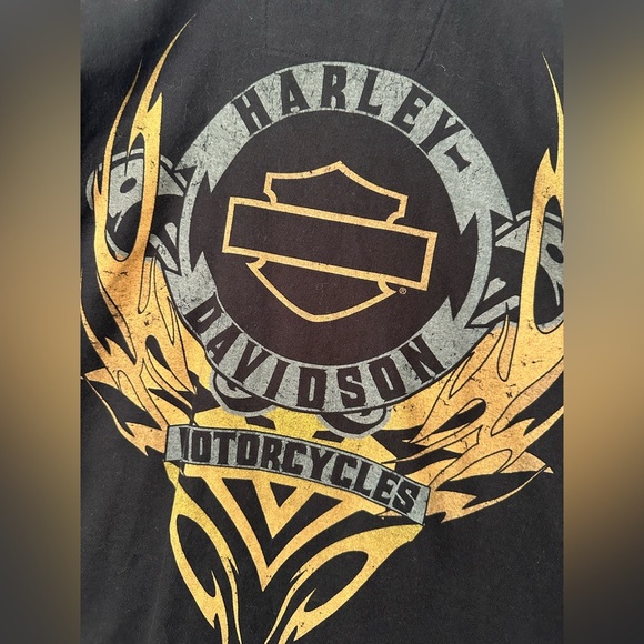 HARLEY DAVIDSON Men’s XL 100% Cotton Black Short Sleeve Button Down Back Graphic - Picture 10 of 11
